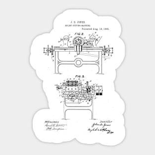 Splint Cutting Machine Vintage Retro Patent Hand Drawing Funny Novelty Gift Sticker